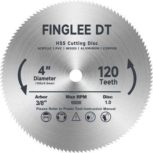 4 Inch HSS Circular Saw Blade, 120 Teeth High Speed Steel Cutting Disc for Wood, Plastic, Acrylic, Cooper, Steel, 3/8" Arbor, More Teeth for Finer Cutting in Saudi Arabia