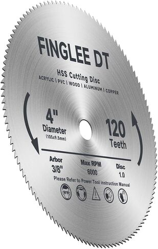 4 Inch HSS Circular Saw Blade, 120 Teeth High Speed Steel Cutting Disc for Wood, Plastic, Acrylic, Cooper, Steel, 3/8" Arbor, More Teeth for Finer Cutting in Saudi Arabia