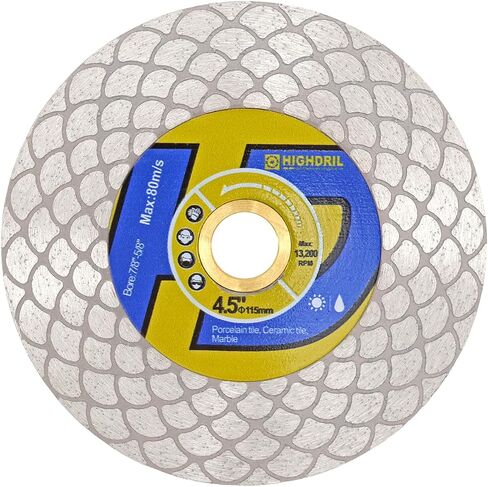HIGHDRIL Diamond Tile Saw Blade - 2Pcs 4-1/2 Inch/115mm Cutting and Grinding Disc for Porcelain Tile Granite Marble Ceramic Quartz (Fan-shaped Blade) in Saudi Arabia