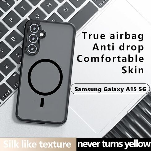 for Samsung Galaxy A15 5G/4G Magnetic Case with 1 Pack Screen Protector Film,Compatible Magsafe Wallet and Bracket [Non-Yellowing] Matte Thin Slim Phone Bumper Cover in Saudi Arabia