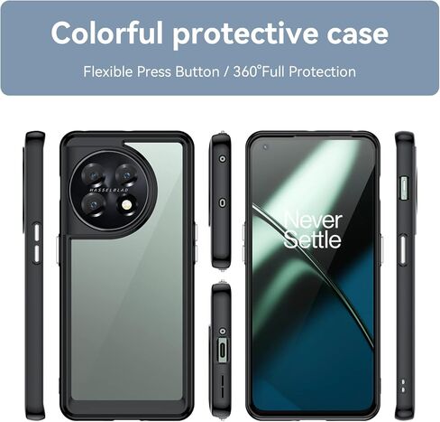 for ONE Plus 1+11 5G Phone Case, with Lightweight and high Transparency Shock Absorption Protection, TPU Material for Comfortable Touch, Screen Camera for high Protection, (Black) in Kuwait