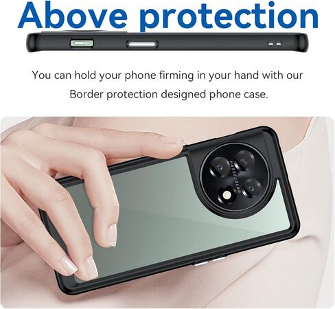 for ONE Plus 1+11 5G Phone Case, with Lightweight and high Transparency Shock Absorption Protection, TPU Material for Comfortable Touch, Screen Camera for high Protection, (Black) in Kuwait