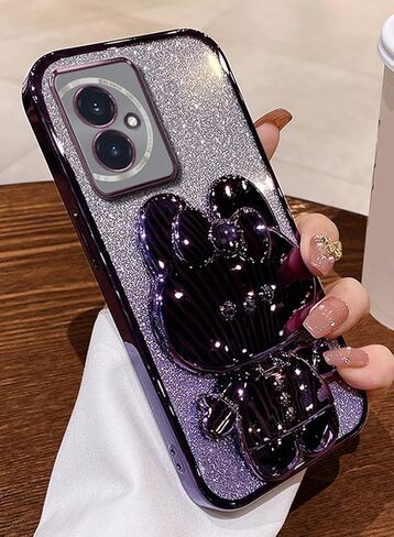 for Samsung Galaxy A05 Case for Women Cute Hidden Rabbit Bunny Mirror Stand,Plating Girly Glitter Gradient Layer Crystal Clear Soft Silicone Shockproof Phone Case for Samsung A05 Purple in Saudi Arabia