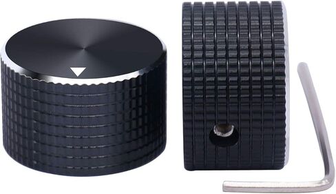 Taiss 2Pcs Guitar Knobs,Electronic Control Potentiometer Knobs, Black Aluminum Volume Audio Electric Guitar Bass Control Knobs,25 mmx15 mm 6.4mm / 0.25" Rotary Control knob in Saudi Arabia