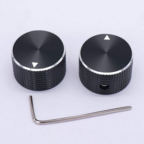 Taiss 2Pcs Guitar Knobs,Electronic Control Potentiometer Knobs, Black Aluminum Volume Audio Electric Guitar Bass Control Knobs,25 mmx15 mm 6.4mm / 0.25" Rotary Control knob in Saudi Arabia