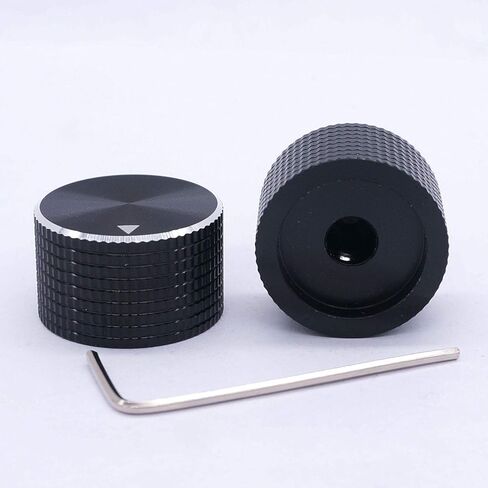 Taiss 2Pcs Guitar Knobs,Electronic Control Potentiometer Knobs, Black Aluminum Volume Audio Electric Guitar Bass Control Knobs,25 mmx15 mm 6.4mm / 0.25" Rotary Control knob in Saudi Arabia