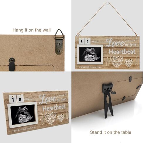 إطار صورة XHKDSYMC بالموجات فوق الصوتية، إطار صورة Sonogram للأطفال، إطار صورة للعد التنازلي بالموجات فوق الصوتية مقاس 11.8 × 5.9 بوصة، هدايا إعلانية للأم الجديدة in Kuwait