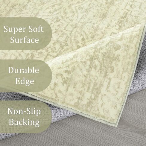 Morebes Vintage Rug Runners for Hallways 6 Feet Non Slip,Kitchen Runner Rugs Non Skid Washable,Soft Non Shedding Distressed Floral Long Bathroom Rugs Runner for Laundry Room,Green in Saudi Arabia