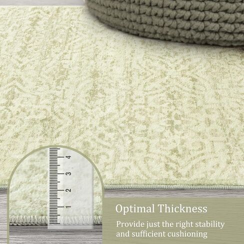 Morebes Vintage Rug Runners for Hallways 6 Feet Non Slip,Kitchen Runner Rugs Non Skid Washable,Soft Non Shedding Distressed Floral Long Bathroom Rugs Runner for Laundry Room,Green in Saudi Arabia