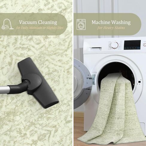 Morebes Vintage Rug Runners for Hallways 6 Feet Non Slip,Kitchen Runner Rugs Non Skid Washable,Soft Non Shedding Distressed Floral Long Bathroom Rugs Runner for Laundry Room,Green in Saudi Arabia