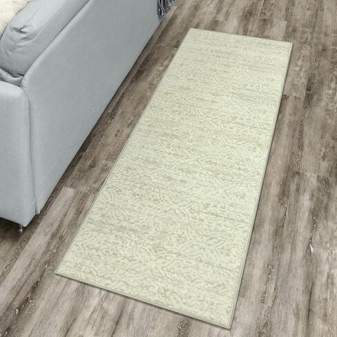 Morebes Vintage Rug Runners for Hallways 6 Feet Non Slip,Kitchen Runner Rugs Non Skid Washable,Soft Non Shedding Distressed Floral Long Bathroom Rugs Runner for Laundry Room,Green in Saudi Arabia