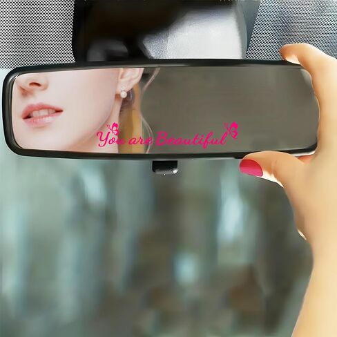 Worximmii 3×You Are Beautiful Rearview Mirror Decal,Butterfly Vanity Mirror Stickers,Rear View Mirror Vinyl Decal, Car Accessories Decal,Car Decal Gifts For Women, Self-adhensive Decal(All 3 Colors) in Saudi Arabia