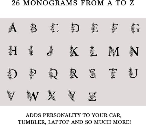 3 × حرف Monogram، ملصق أولي، حرف واحد فقط، ملصق من الفينيل للأكواب، ملصق حروف أبجدية زهرية، ملصق فينيل حروف أبجدية نباتية، ملصق أولي من الفينيل لاسم العائلة، مجموعة من 3 in Saudi Arabia