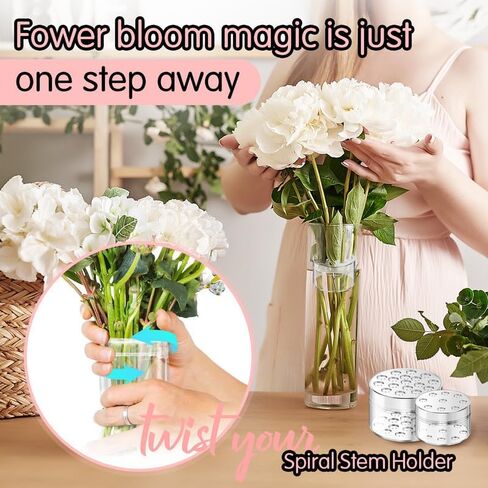2pcs Spiral Ikebana Stem Holder, Spiral Stem Holder for Vases, Spiral Flower Stem Holder, 2024 Spiral Ikebana Stem Holder Ring, Spiral DIY Bouquet Twister Flower Arrangement Holder (2pcs Clear, S+L) in Saudi Arabia