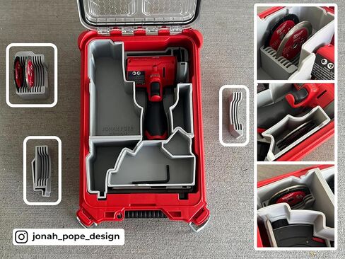 Generic Jonah Pope Design إدراج مطبوع ثلاثي الأبعاد لأداة القطع M12 ومنظم العبوات (إدراج فقط) (أسود) in Saudi Arabia