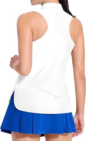 MIER Women's Golf Polo Shirts Sleeveless Dry Fit Collared Tennis Top with Racerback Athletic Solid Tank Tops, Breathable in Saudi Arabia