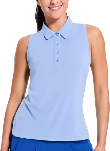 MIER Women's Golf Polo Shirts Sleeveless Dry Fit Collared Tennis Top with Racerback Athletic Solid Tank Tops, Breathable in Saudi Arabia