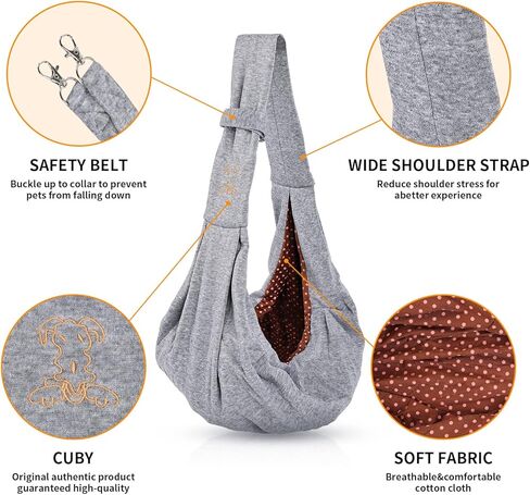 Dog Sling Carrier, Subway Hands-Free Dog Cat Carrying Bag, Double-Sided Reversible Soft Fabric Puppy Sling, Outdoor Breathable Cotton Carrier for Medium Dog Cat Pet（Pink） in Kuwait