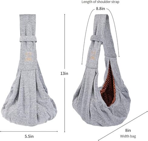 Dog Sling Carrier, Subway Hands-Free Dog Cat Carrying Bag, Double-Sided Reversible Soft Fabric Puppy Sling, Outdoor Breathable Cotton Carrier for Medium Dog Cat Pet（Pink） in Kuwait