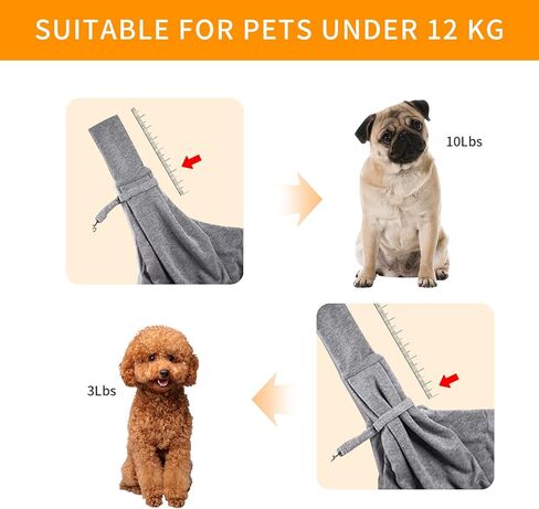 Dog Sling Carrier, Subway Hands-Free Dog Cat Carrying Bag, Double-Sided Reversible Soft Fabric Puppy Sling, Outdoor Breathable Cotton Carrier for Medium Dog Cat Pet（Pink） in Kuwait