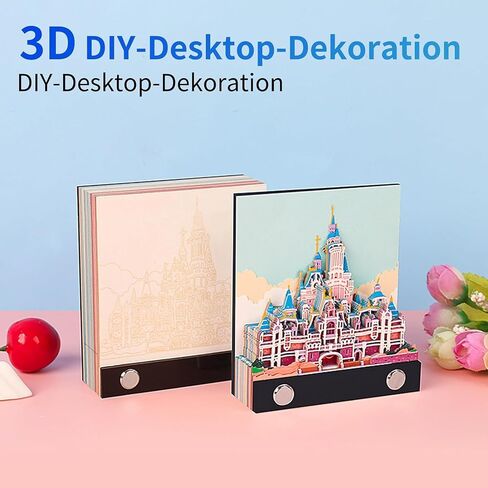 3D Memo Pad, Creative 3D Memo Pads Paper Art,Carving 3D Notepad DIY Sticky Post Craft Carving Gift,Fantasy Castle Art Notepad Desktop Decoration. (Castle 1) in Saudi Arabia