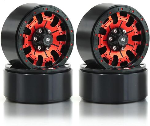 1.9 RC Beadlock Wheels Rims with 12mm Hex 1.9 Inch Metal Wheel Hub for 1/10 RC Crawler Car SCX10 SCX10 II 90046 SCX10 III TRAXXAS TRX4 Axial Tamiya CC01 D90 1.9 RC Crawler Tires 4PCS (Red) in Kuwait