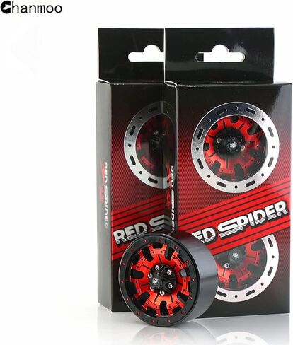 1.9 RC Beadlock Wheels Rims with 12mm Hex 1.9 Inch Metal Wheel Hub for 1/10 RC Crawler Car SCX10 SCX10 II 90046 SCX10 III TRAXXAS TRX4 Axial Tamiya CC01 D90 1.9 RC Crawler Tires 4PCS (Red) in Kuwait