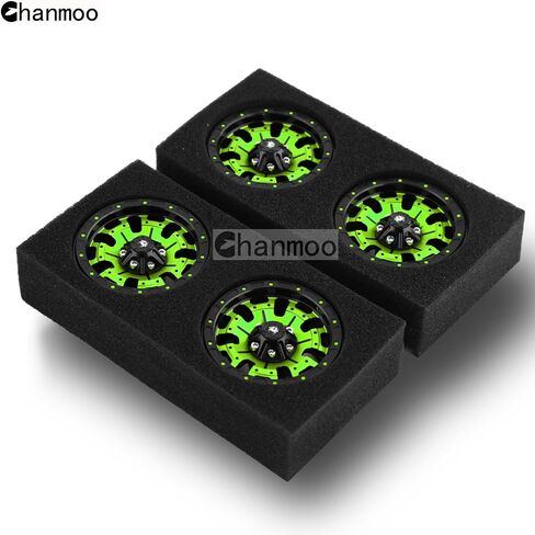 إطارات عجلات Chanmoo 1.9 RC Beadlock مع محور عجلات معدني 12 مم سداسي 1.9 بوصة لسيارة 1/10 RC الزاحفة SCX10 SCX10 II 90046 SCX10 III TRAXXAS TRX4 محوري Tamiya CC01 D90 AXI03007 1:10 RC إطارات 4 قطع (أخضر) in Kuwait