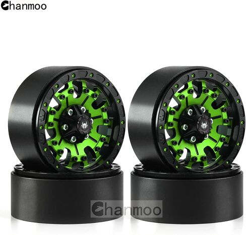 إطارات عجلات Chanmoo 1.9 RC Beadlock مع محور عجلات معدني 12 مم سداسي 1.9 بوصة لسيارة 1/10 RC الزاحفة SCX10 SCX10 II 90046 SCX10 III TRAXXAS TRX4 محوري Tamiya CC01 D90 AXI03007 1:10 RC إطارات 4 قطع (أخضر) in Kuwait
