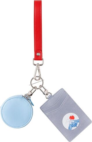 Vegalty Leather Keychain Wristlet Wallet for Women Dual Pouch Wristlet Mini Purse with Card Holder Women Wallet Portable Landyard Coin Purse Keychain Wallet in Saudi Arabia