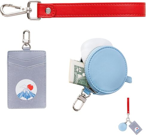 Vegalty Leather Keychain Wristlet Wallet for Women Dual Pouch Wristlet Mini Purse with Card Holder Women Wallet Portable Landyard Coin Purse Keychain Wallet in Saudi Arabia