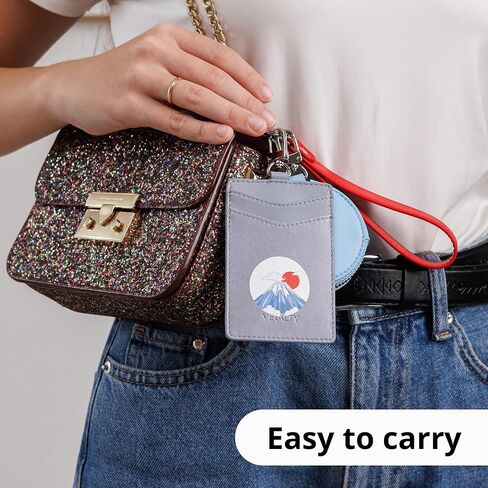 Vegalty Leather Keychain Wristlet Wallet for Women Dual Pouch Wristlet Mini Purse with Card Holder Women Wallet Portable Landyard Coin Purse Keychain Wallet in Saudi Arabia