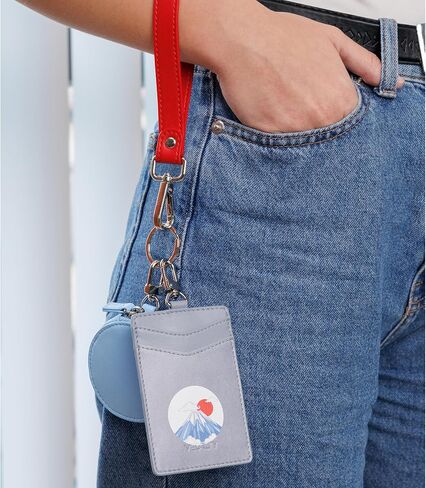 Vegalty Leather Keychain Wristlet Wallet for Women Dual Pouch Wristlet Mini Purse with Card Holder Women Wallet Portable Landyard Coin Purse Keychain Wallet in Saudi Arabia