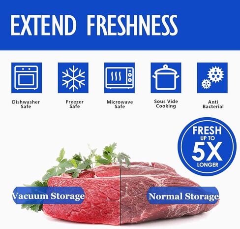 أكياس VICARKO Sous Vide قابلة لإعادة الاستخدام، 3 أحجام - 30 عبوة مع مضخة يدوية، ومشابك إغلاق للطهي وتخزين الطعام in Kuwait