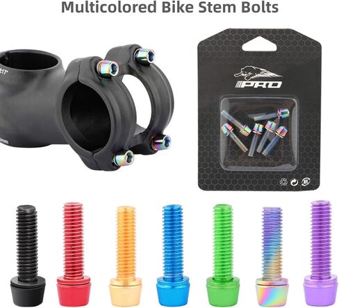 Bike Stem Bolts 6PCS M5x18mm Stem Bolts Screws Stainless Steel Bike Stem Parts with Washer for BMX MTB Road Bikes,Rainbow in Kuwait