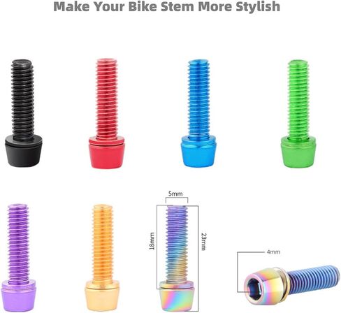 Bike Stem Bolts 6PCS M5x18mm Stem Bolts Screws Stainless Steel Bike Stem Parts with Washer for BMX MTB Road Bikes,Rainbow in Kuwait
