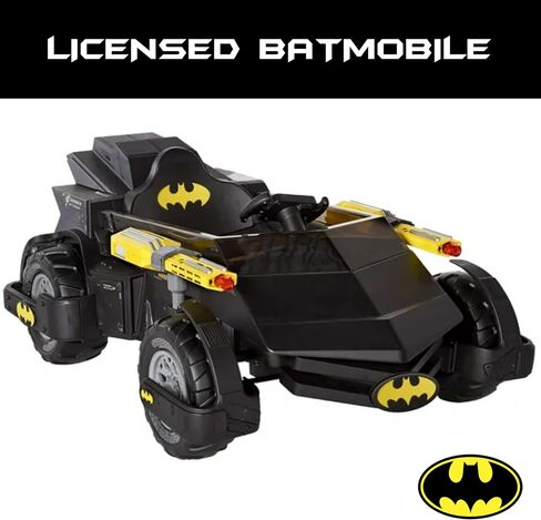 Batman Batmobile DC Comic Ride-On Toy for Kids, 6 & 12V Battery-Powered Electric Cars with Charger, Easy to Operate & Safe for Toddlers Ages 2-5, Perfect Superhero Gift for Boys & Girls in Saudi Arabia