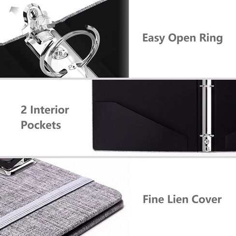 Vienrose 3 Ring Binder with Clipboard for 8.5 x 11 Inch Paper, 1 Inch Binders 3 Ring with Linen Cover, Clipboard Binder with Storage Interior Pockets for School Office Home in Saudi Arabia