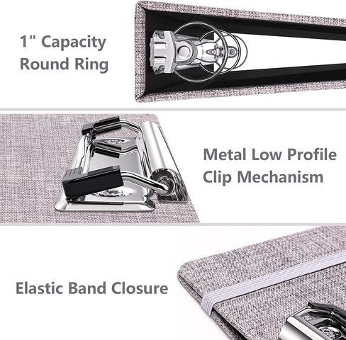 Vienrose 3 Ring Binder with Clipboard for 8.5 x 11 Inch Paper, 1 Inch Binders 3 Ring with Linen Cover, Clipboard Binder with Storage Interior Pockets for School Office Home in Saudi Arabia