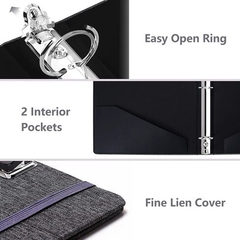 Vienrose 3 Ring Binder with Clipboard for 8.5 x 11 Inch Paper, 1 Inch Binders 3 Ring with Linen Cover, Clipboard Binder with Storage Interior Pockets for School Office Home in Saudi Arabia