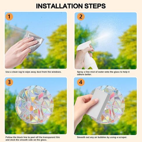 XLDLQU Window Clings for Bird Strikes,60 Pieces Circle Rainbow Window Decals,Non Adhesive Window Rianbiow Stickers Suncatcher Stop Birds from Hitting Glass Windows (60PCS) in Saudi Arabia