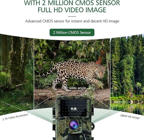 Trail Camera 58MP 2" Huge Screen HD Game Hunting Camera with Night Vision Motion Activated IP66 Waterproof Outdoor Deer Wildlife Camera Field Night Cam for Backyard/Tree/Farm Wildlife Monitring (M) in Saudi Arabia