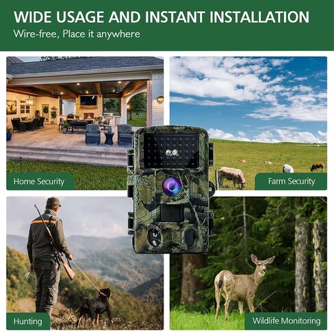 Trail Camera 58MP 2" Huge Screen HD Game Hunting Camera with Night Vision Motion Activated IP66 Waterproof Outdoor Deer Wildlife Camera Field Night Cam for Backyard/Tree/Farm Wildlife Monitring (M) in Saudi Arabia