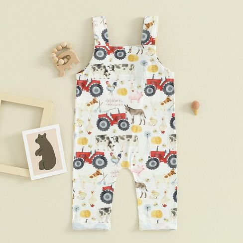 FYBITBO Infant Baby Boy Girl Farm Clothes Animal Print Jumpsuit Romper Summer Overalls Outfit Western One Piece Clothing in Saudi Arabia
