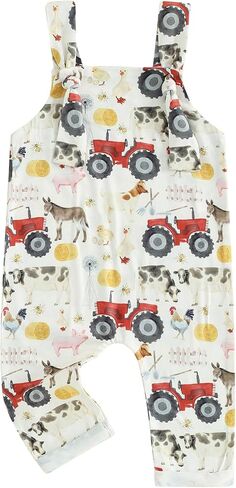 FYBITBO Infant Baby Boy Girl Farm Clothes Animal Print Jumpsuit Romper Summer Overalls Outfit Western One Piece Clothing in Saudi Arabia