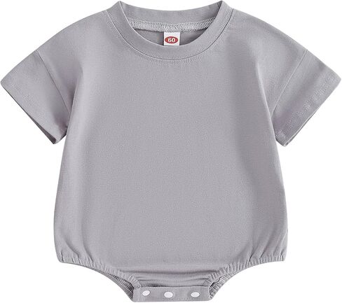 BeQeuewll Newborn Baby Boy Girl Summer Clothes Bubble Romper Short Sleeve Plain Bodysuit Infant Unisex Outfits in Saudi Arabia