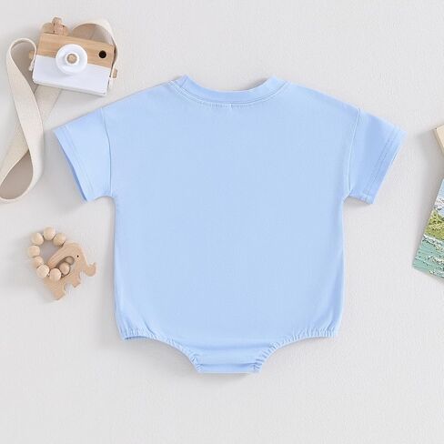 ملابس BeQeuewll لحديثي الولادة من الأولاد والبنات ملابس صيفية رومبير فقاعي بأكمام قصيرة سادة ملابس للرضع للجنسين in Kuwait