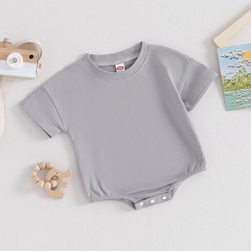BeQeuewll Newborn Baby Boy Girl Summer Clothes Bubble Romper Short Sleeve Plain Bodysuit Infant Unisex Outfits in Saudi Arabia