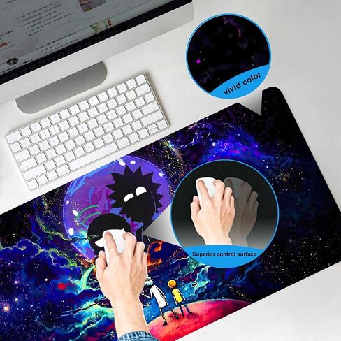 لوحة ماوس كبيرة للألعاب Anime Night Sky Space Stars لوحة مكتب مخصصة، لوحة ماوس مع قاعدة مطاطية غير قابلة للانزلاق وبساط ماوس بحواف مخيطة، حصيرة مكتب محمولة للمكتب، وعمل الكمبيوتر، والألعاب، 31.5X15.7 in Kuwait