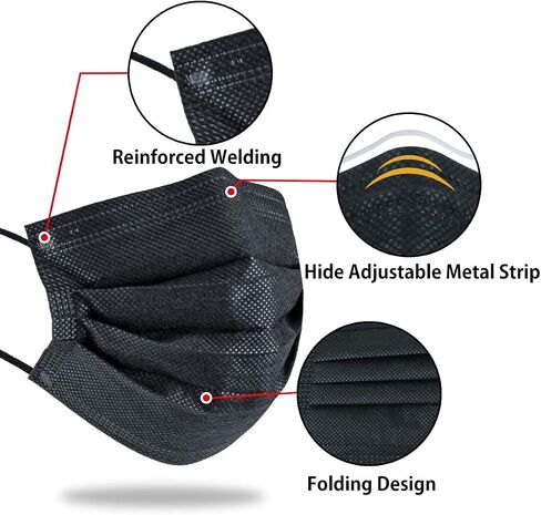 DIOLV Kids Disposable Face Masks Child Protective Cover Mask for Boys Girls 50 Pcs Black in Saudi Arabia